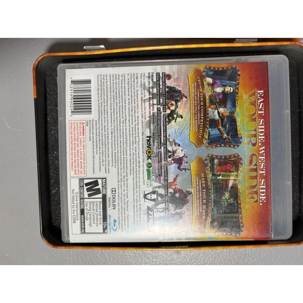 Saints Row 2 PS3 Collector Edition Metallic Tin Case Sony PlayStation 3